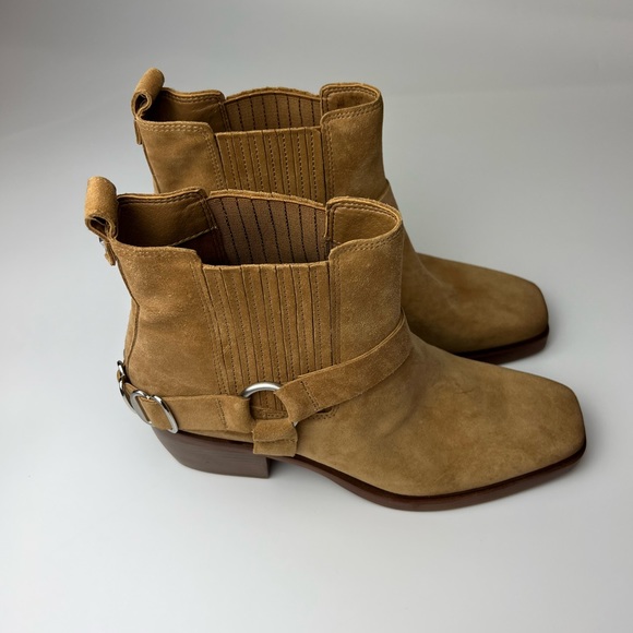 SAM EDELMAN Bellamie Suede Riding Heel Biker Boots Size 9 - Picture 5 of 16